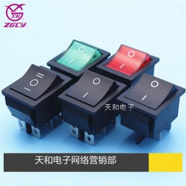 KCD4 XW-604 4脚2档 6脚3档 黑色 带灯绿红色 双刀电源船型开关