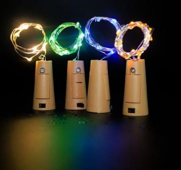 led铜线灯串户外防水节日礼品圣诞彩灯2米20灯纽扣电池款瓶塞灯